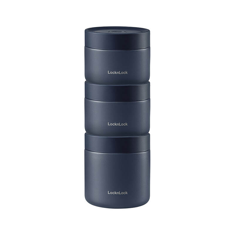 Bộ Hộp Cơm Giữ Nhiệt Locknlock Pump Vacuum Lunch Box (300Mlx2, 500Mlx1, Bộ Đũa Và Thìa, Túi) - Màu Xanh Navy - LHC8052S01, , large image number null